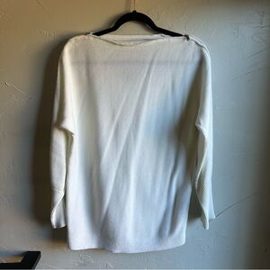 Etcetera Ivory Long Knit Sweater‎ with Double Zipper Collar Size M